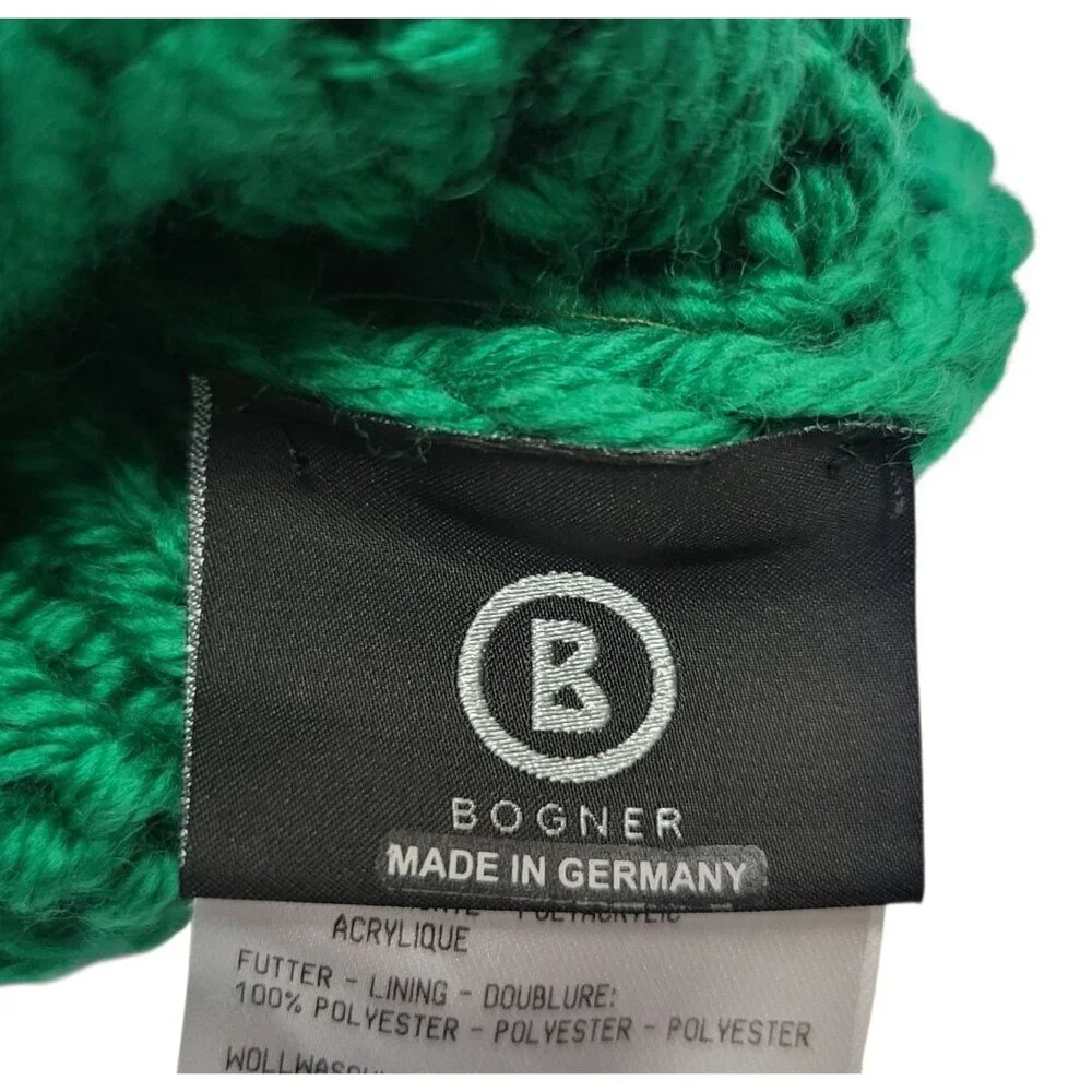 Bogner Cable Knit Pom Beanie Virgin Wool Alpine Hat
